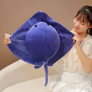 1pc 5262cm dos desenhos animados ray diabo peixe brinquedos de pelúcia simulação oceano série travesseiro recheado macio criativo decoração para casa presente 240304
