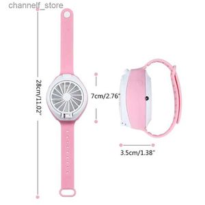 Electric Fans D0AB portable handheld fan mini fan USB charging lazy sports wearable fan childrens watch cooler watch outdoor travelY240320