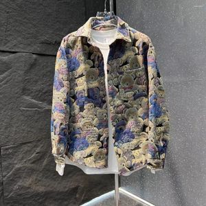 Men's Jackets Autumn Knitted Jacquard Laps Lar Jacket Three-dimensional Full Print Bear Loose Trendy