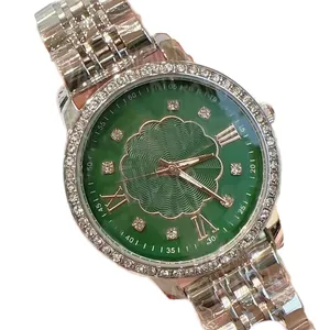 Orologio da polso caldo Donna di alta qualità Cinturino in pelle placcata oro rosa Orologio ghiacciato con lunetta luminosa Orologio in acciaio inossidabile Montre De Luxe Sb069 C4