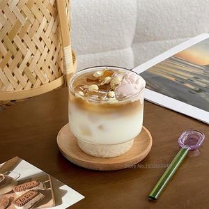 ワイングラス日本のコーヒーショップ高温積み重ね可能なガラスマグカップアイスラテカップミルクジュース飲料飲み物カップ