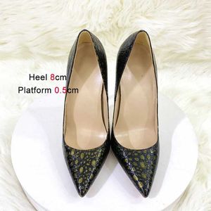 Dress Shoes Vintage Snake Skin Embossing High Heels Fashion Color Matching Party Pumps 12CM Stiletto Europe And America Club New Women H2403216Q56