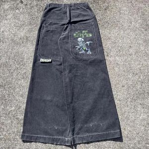 Mäns jeans American Retro Gothic Jnco Alien Letter Print Hip Hop Harajuku Loose Casual Right Ben Wide Pants Par Style