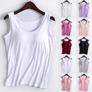 Active Shirts Chest Cushion Suspender Tank Top Without Steel Ring Cup Outer Wear Underwear Yoga Sports T Shirt