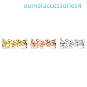 2024 Designer Luxury Brand Jewelry Band Rings S925 Sterling Silver Leaf Gold Plated Style Fashion Crowd Ring