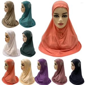 Ethnic Clothing One Piece Amira Muslim Women Big Girls Hijab Diamonds Pull On Headscarf Turban Islamic Head Wrap Prayer Hijabs Hat Arabic