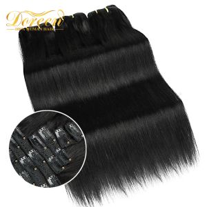 Extensions Doreen 12''24 '' CLP i hårförlängning Mänsklig hår Rak maskin Remy Natural Hair Clips for Women Full Head 240G 10 PCS/Set