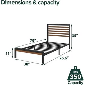 Other Bedding Supplies Bamboo metal platform bed frame with top plate no need for springs easy to assemble double bed Y240320