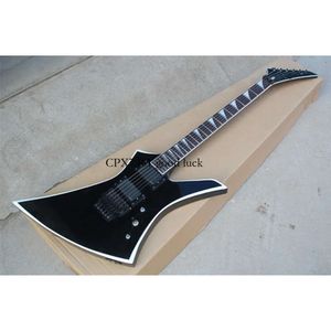 Rosewood fretboard guitarra elétrica especial incrustação corpo preto hardware hh captador folyd rosa pode ser personalizado