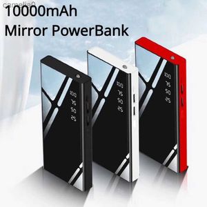 Mobiltelefon Power Banks Mirror Digital Display Power Bank 10000mAh stor kapacitet Telefonladdare Fast Charging Power Play Portable Chargerc24320