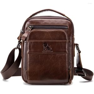 Tasche Echtes Kuh Leder Messenger Bags Vintage Umhängetaschen Für Männer Schulter Männlich Kleine Klappe Business Top-griff Handtaschen