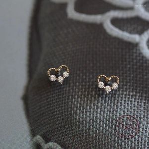 Stud Earrings Heart For Women 925 Sterling Silver Pave Zircon Luxury Versatile French Party Jewelry Gift