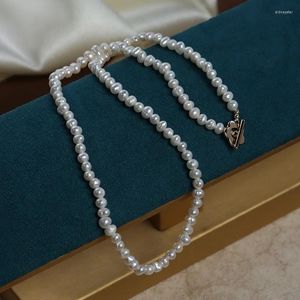 Choker moda naturalny barokowy barokowy naszyjnik Pearl Naszyjnik przełączanie zapięcie urok 4-5 mm małe krótkie kobiety ziemniaki