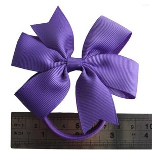 Hårtillbehör 2 datorer Pinwheel Bow med elastiska band 3.5 '' Hårbåge Baby Girls Kids Ponytail Holder Bobble