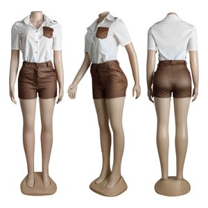 Ny kvinnors uppsättning, designer sommar lyxiga korta ärm shorts set eleganta och eleganta pendlare kvinnors tvådelar set Q6178