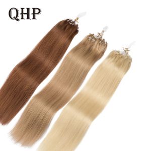 エクステンションQHPストレートループマイクロリングヘアエクステンション100％Brazilan Remy Human Hair Extension Natural Capsule Keratin 0.8G/PC 1G/PCブロンド