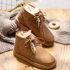 Boots 2023 Best Authentic Sheepskin Leather Ladies Snow Boots 100% Natural Fur Snow Boots Warm Wool Ladies Winter Boots Large Size