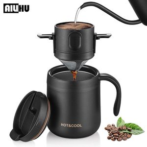 304 Stainless Steel Portable Coffee Filter Drip Coffee Tea Holder Reusable Mug Coffee Dripper Tea Cup Set Coffee Pot Coffeeware 240319