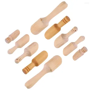 Spoons 10 Pcs Small Wooden Spoon Seasoning Salt Coffee Candy Ice Cream Scoop Bamboo Bulk