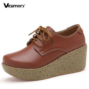 Pumps Women's Sneakers Leather Loafers Wedge Platform Casual Shoes Ladies Fashion Slip on Footwear Height Increasing