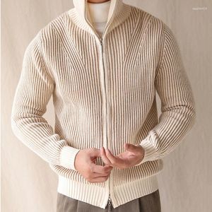 Herrenpullover Stehkragen Männer Verdickter Warmer Strickpullover Strickjacke Reißverschluss Herbst Winter Business Mantel Slim Fit