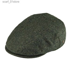 Chapéus Newsboy VOBOOM lã tweed espinha de peixe irlandês C boina masculina e feminina chapéu de motorista notícias menino C golf ivy chapéu liso verde preto amarelo 200C24319