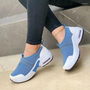 Scarpe casual Autunno Donna Sneakers in rete Zeppa con lacci traspirante Donna Sport Colori misti Zeppe grosse Donna 43