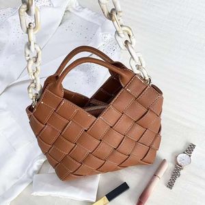 Designer Bag 2024 Woven Bag Handbag Fashion Brand Cowhide Handmade Woven with Litchi Pattern Women's Bag Single Shoulder Crossbody Bag Unique Design Sense