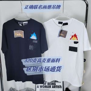 High Version Rojia LOE Miyazaki Hayao Co Branded Collection Hal's Mobile Castle Ice and Fire Embroidered OS Short Sleeved T-shirt