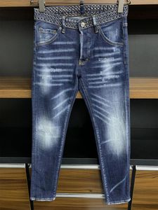 Мужские джинсы 2024 Модные брюки-карандаш с заклепками и царапинами 9901 #