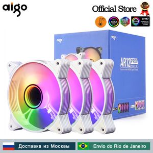 Aigo AR12PRO weiß 120 mm RGB-Lüfter 4-Pin-PWM-Kühlung 3-Pin 5 V Unbegrenzter Platz Argb 12-cm-Ventilator PC-Gamer-Computergehäuse 240314