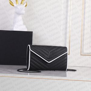 Bolsa crossbody preta e branca com caviar e bolsa de corrente de couro, bolsa quadrada pequena feminina 5A, bolsa envelope de luxo, bolsa de estilo simples