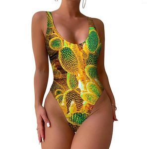 Roupa de banho feminina áfrica cactus impressão maiô sexy plantas do deserto de uma peça push up maiôs retro natação