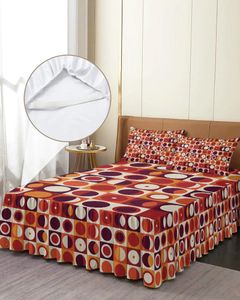 Sängkjol Plaid Rektangel Rund orange röd elastisk utrustad sängflykt med kuddväskor madrass täcker sängkläder set ark