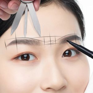 Accessorier Makeup Eyebrow Design Ruler Noggrann mätmätningsverktyg Högkvalitet Makeup Eyebrow Design Tool Tattoo Ruler Silver