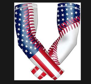 팔꿈치 무릎 패드 도매 디지털 카모 US US Flag Baseball Stithes 스포츠 압축 팔 소매 야구 농구 슈터 청소년 성인 크기