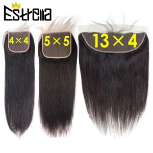 Fechamento de encerramento reto de renda 5x5 4x4 13x4 encerramento frontal de renda Cabelo humano fechamento brasileiro parte grátis Remy fechamento de cabelo natural cor natural