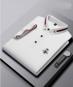 Paul Authentic Summer Pearl Mercerized Cotton Men's Polo Shirt bee Letter Embroidery Casual Solid Short Sleeve T-Shirt