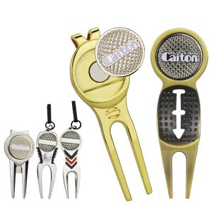 Aids 5 Stück Golf Divot Tool Golf Repair Pitch Groove Cleaner mit Golfball Mark Schlüsselanhänger Liner Clip