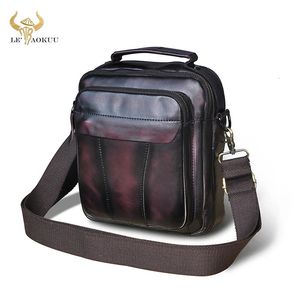 Crazy Horse Leder Männlich männlicher Modweg Tasche Messenger Mochila Bag Design Satchel Crossbody Schulter 8 Tabletten Hülle 149 240307