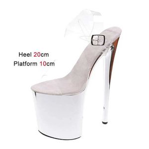 Dress Shoes Electroplated Platform Fashion Women Pumps Transparent 20CM/8 Inch Super High Heels Summer Sandals Nightclub Pole Dancing H2403256