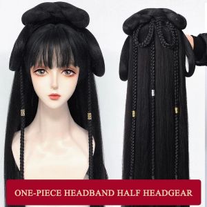 Chignon Chinese Ancient Wig Women Hanfu Wigs Headdress Photography Dance Accessory Wigs Black For Women Integrated Hair bun Integrated