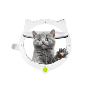 猫のキャリア4ウェイロックプラスチック窓ロック可能な木枠セーフドッグゲートアクセスペット用品を備えた素敵な小さな丸いドア