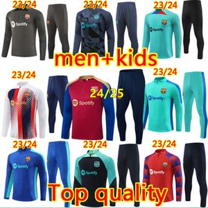 2024 2025 Barcelona TUTA Camisetas de Soccer Jersey tuta da allenamento FERRAN PEDRI 24 25 Half Zip uomo e bambino SET tuta da calcio barca outfit Maglione uniforme