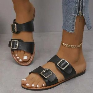 Hausschuhe 2024 Sommer Neue Casual Schnalle Frauen Täglich Sandalen Luxus Designer Komfort Wohnungen Strand Flip-Flops Chinelos FemininosB8T2WR16 H240322