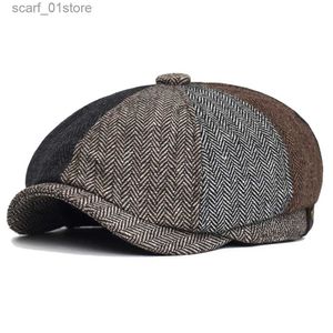 Newsboy Hats Four Seasons Retro Human Bone Newsboy CS 레저 야외 레트로 베레트 팔각형 HATC24319