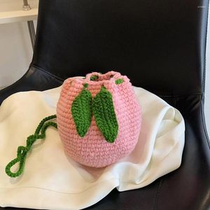 Borsa a tracolla lavorata a maglia Borsa a tracolla casual da donna personalizzata Carina leggera rosa pesca per vacanze/shopping per donne/bambini