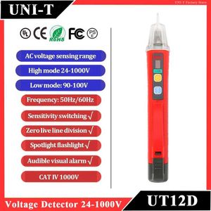 Current Meters UNI-T UT12D Voltage Detector 24 1000V Non Contact AC Voltage Tester Pen Socket Zero Fire Line Contactless Electrical Test Pencil 240320