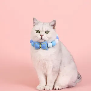 Collari per cani Collare per animali domestici Collo per gatti Cerchio Elegante palla di pelo con fiocchi Decorazioni natalizie Collana alla moda per Po