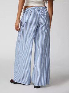 Women's Pants Women S Y2k Striped Wide Leg Casual Comfy Drawstring Elastic Waist Pajama Loungerwear